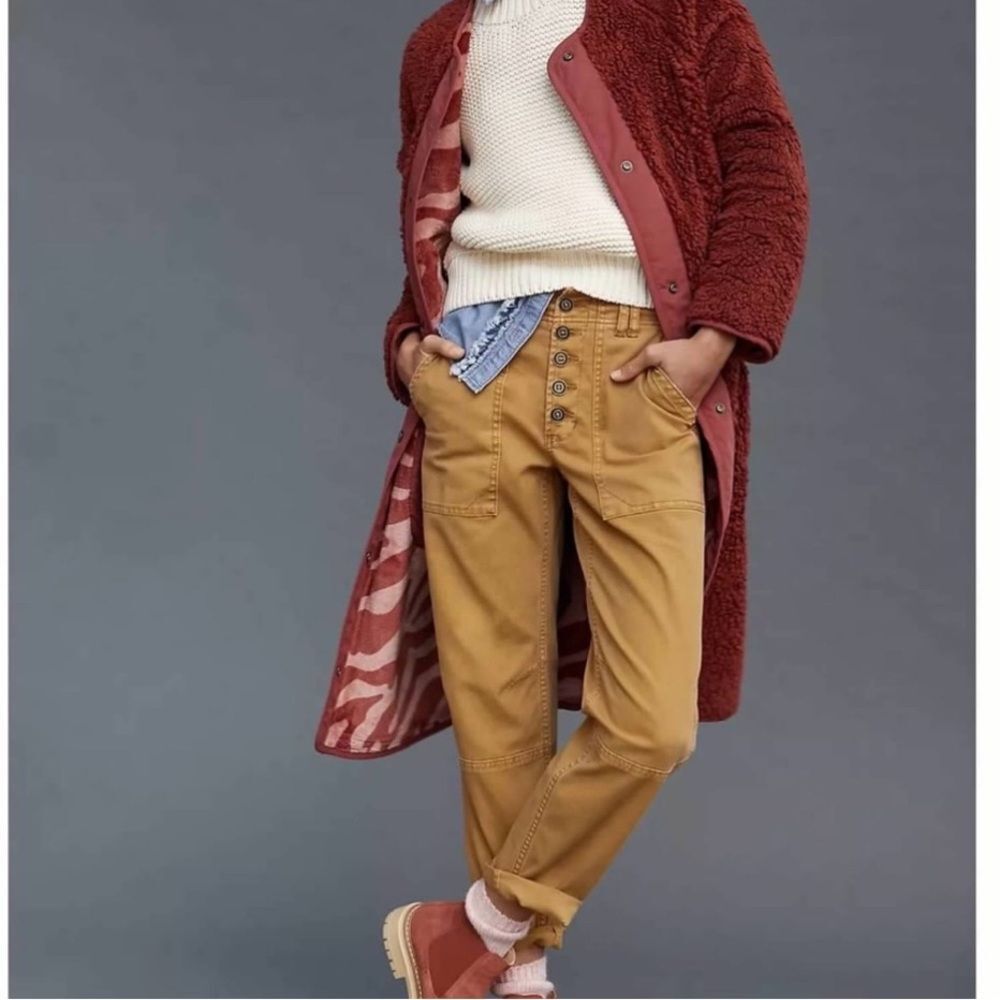Anthropologie Women's Rust Red Fuzzy Teddy Coat Size Large NWT - Picture 2 of 10